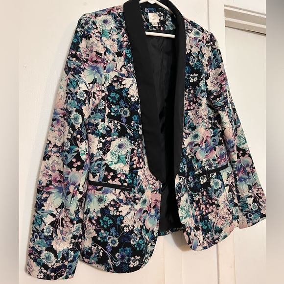 LC floral jacket Lauren Conrad violet blue lightweight like new - Picture 4 of 6